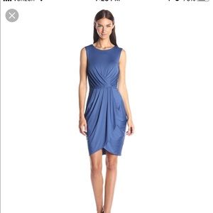 BCBGMaxAzria Pleated Sleeveless Dress Draped Skirt